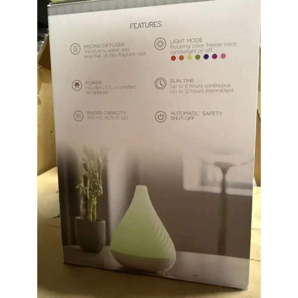 SpaRoom Helix Misting Essential Oil Diffuser Multi Light Mode Ultrasonic Open Bx